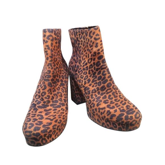 Jessica Simpson Womens Rexura Platform Faux   Suede Leopard Print Ankle Booties - Picture 3 of 10